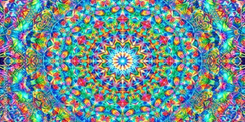 Photos Colorful abstract seamless background with circles, mandala geometric floral orn