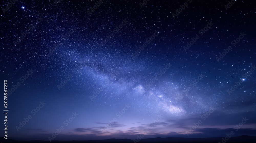 Fototapeta premium Vast Cosmic Galaxy of Stars Shining Brightly in the Night Sky with Nebulae and Aurora Glow