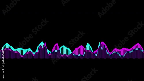 Colorful audio waveform spectrum animation.Spectrum audio animation, Wave form Audio Isolated on background. Audio spectrum wave effect, waveform beats.Green background.
