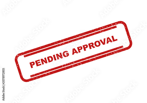 Red pending approval rubber stamp ink seal on a document paper