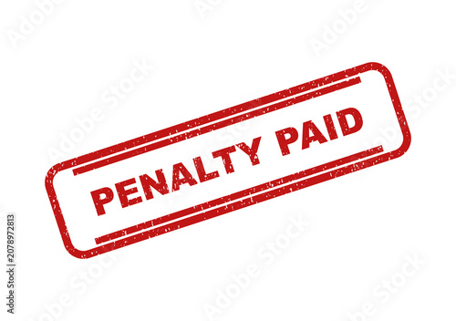 Red penalty paid grunge rubber stamp mark on a document paper design
