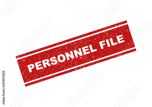 Red personnel file rubber stamp mark with a grunge texture effect