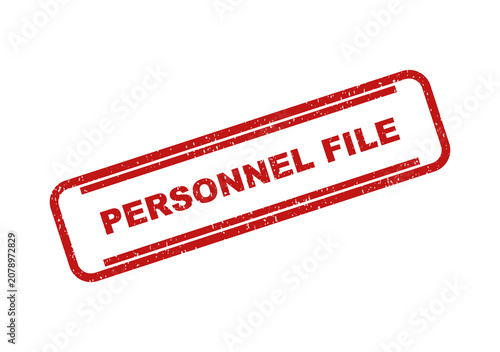 Red personnel file rubber stamp mark on a document for office work