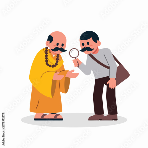 Palm Reading Fortune Teller With Magnifying Glass Vector Illustration