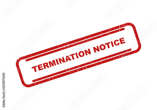 Red rubber stamp impression with the text termination notice