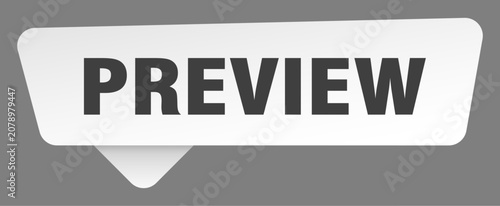 Foto preview sign. preview white sticker isolated on gray background