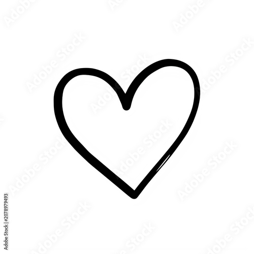Minimal black heart icon in simple line style