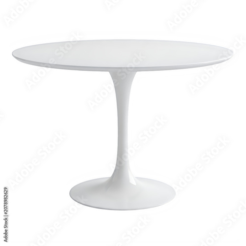 Minimalist white round pedestal dining table