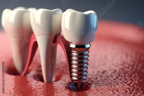Dental implant, Dental care.  Dentists dental teeth implant