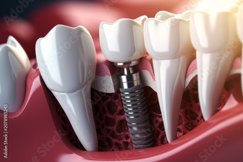 Dental implant, Dental care.  Dentists dental teeth implant