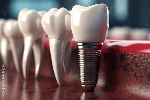 Dental implant, Dental care.  Dentists dental teeth implant