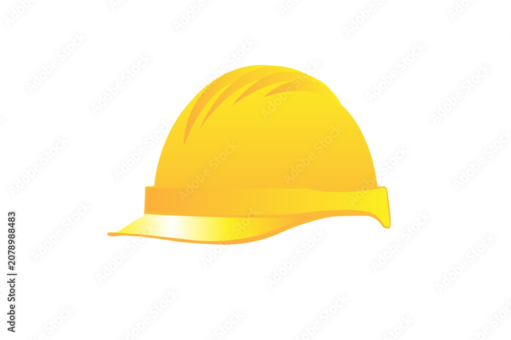 Fototapeta premium Yellow Construction Safety Helmet Vector Illustration Isolated on White Background