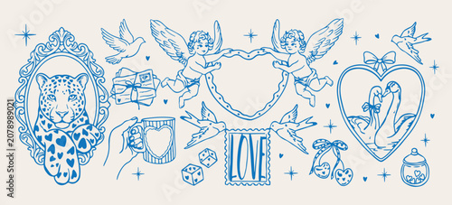 Fotografía cupid love heart archers, romantic valentine angel art, sweet valentine day dood