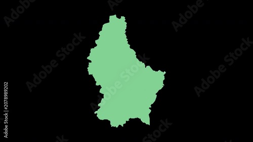 Luxembourg green 3D map spin perfect 10 second loop black background