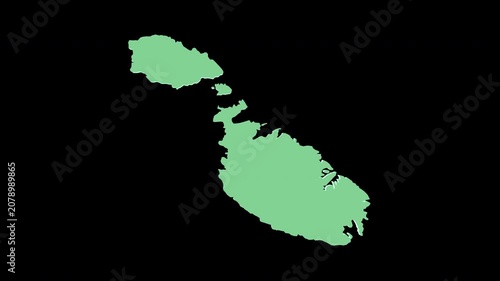 Malta green 3D map spin perfect 10 second loop black background