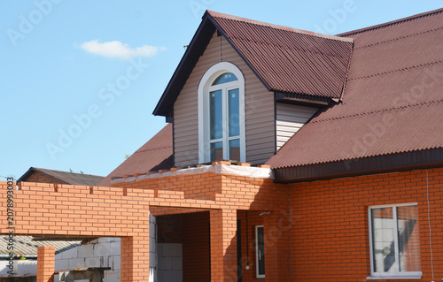 Home extension with new rooms under construction