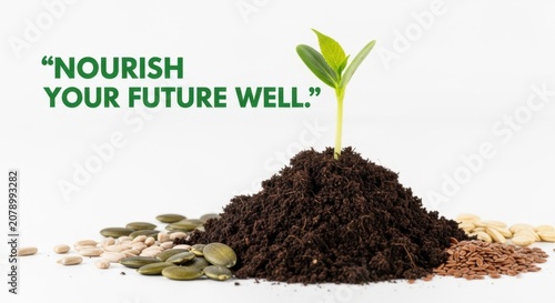 Nourish Future Well: Plant Sprout Growing from Soil
