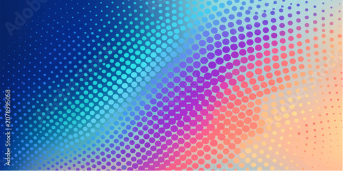 Abstract Colorful Rainbow Halftone Dots Background with Vibrant Wave Pattern Digital Vector Illustration for Modern Wallpaper Design and Decorative Texture Backdrop