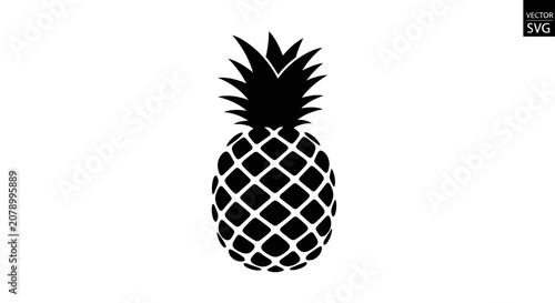 Bild auf Leinwand Simple black pineapple silhouette with geometric texture