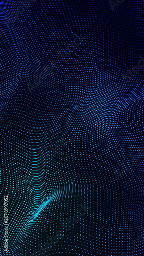 abstract blue background with wave grid lines flow , futuristic ai technology and science stream vertical social media background