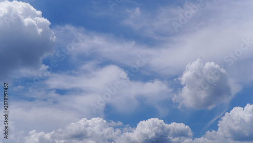 Obraz na płótnie Beautiful Blue Sky Filled with White Fluffy Clouds on a Sunny Day