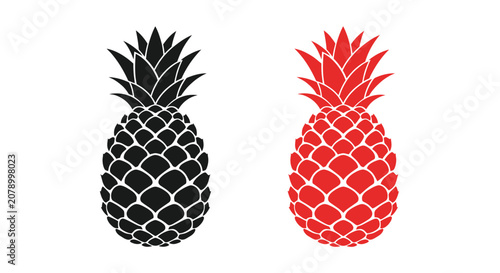 Bild auf Leinwand Minimalist pineapple silhouettes in black and red colors