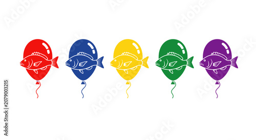 Obraz na plátně Colorful Balloons with Fish Inside - Whimsical Celebration and Party Concept