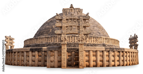 Sanchi stupa with white background