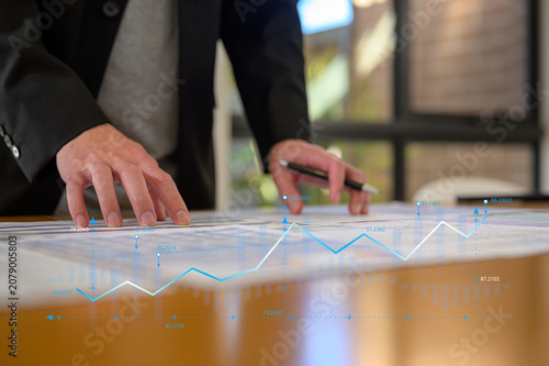Fotografie Document data system Report HR technology Concept Businessman Manager checking w