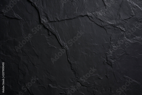 Fotografía Smooth dark black slate texture surface with cracks