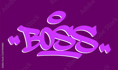 Foto Boss word hand drawn in vibrant purple marker graffiti tag style on a dark purple background