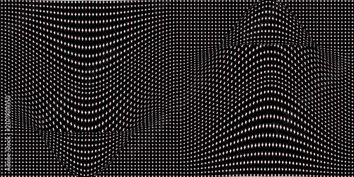 Tableau sur toile Dome-shaped protrusion part seine by stretching mesh for the illusion three-dimensional deformation of the surface