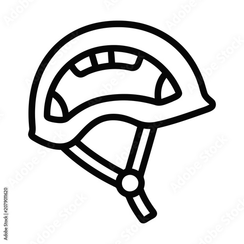 Black and white line art illustration of a bicycle helmet.