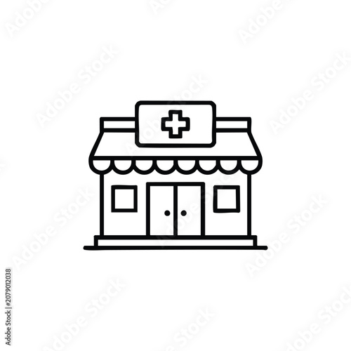 Pharmacy store pharmacy black and white vector medicaments icon