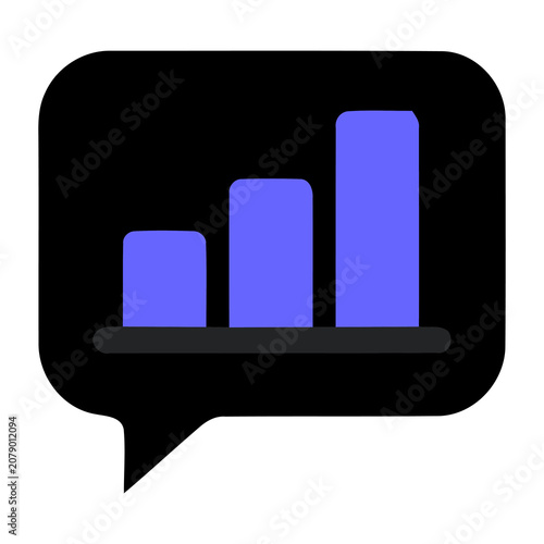 Business growth analysis icon in a speech bubble.