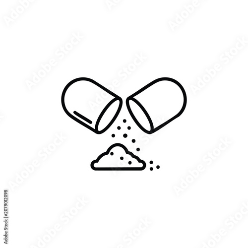 Open capsule open capsule medicaments black and white vector icon