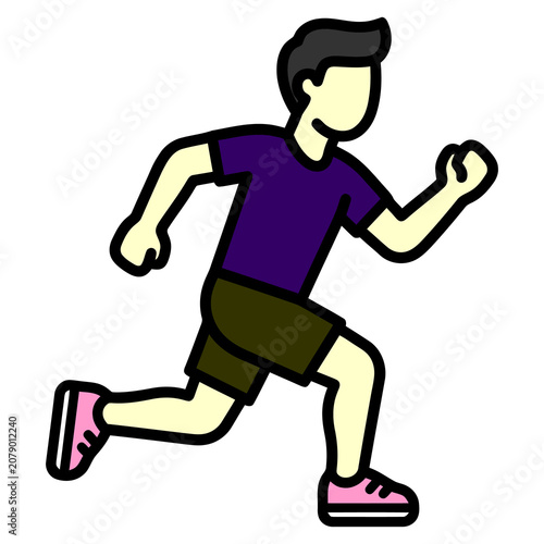 Cartoon vector illustration of a young man running.
