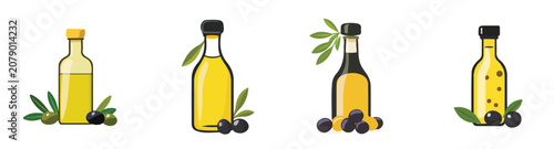 A Minimalistic 2D flat icon featuring a bunch of olive oil, clean vector design, simple illustration style, isolated on a white background, modern element in vector and EPS format. simple design