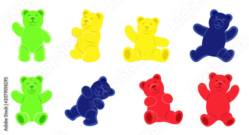 Cuadro en lienzo Colorful gummy bear candies in various playful poses