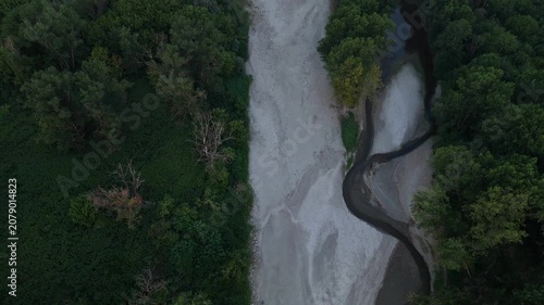 River Po exhibiting severely reduced water levels and exposed riverbeds from an intense summer heatwave and drought. Significantly diminishing the water flow through Lombardy and Emilia Romagna. Italy