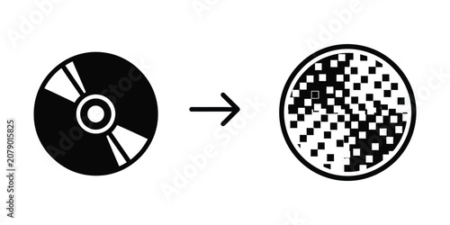 Photos Digital Transformation Concept Showing Compact Disc Converting Into Abstract Pix