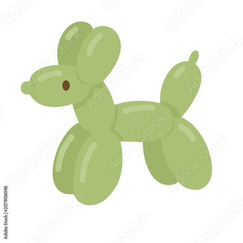 Cute green balloon dog for birthday party decoration in soft flat vector style.
