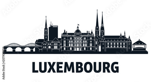 Luxembourg Cityscape Illustration Features Historic Architecture