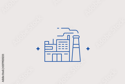 Obraz na plátne Industrial factory facility emitting smoke from chimneys line icon for manufacturer firm