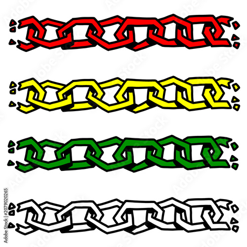 Canvastavla Grungy rasta colors punk chain links vector graphic