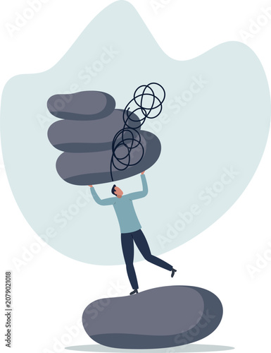 Foto Burden, obligation to pay off, heavy stress problem or difficulty, work pressure thinking to make decision,life situation and activities