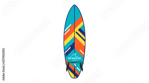 Bild auf Leinwand Colorful surfboard, vector illustration, beach sports equipment, recreational fu