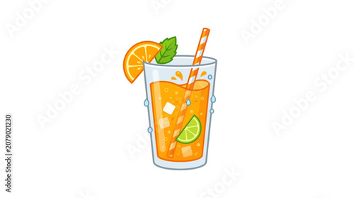 Photos Refreshing orange drink, summer cocktail, citrus beverage, ice cold glass