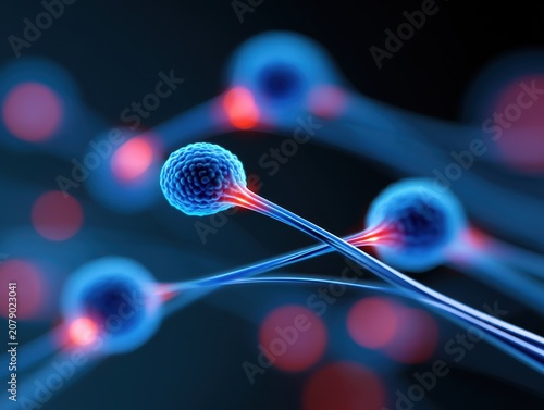 Abstract fungal spores glowing microstructures digital art colorful background scientific exploration