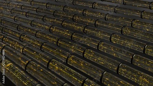 Valokuva Abstract 3D digital gold lines background